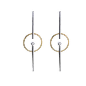 Pendientes plata, oro y brillante "Viking"